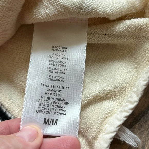 Anthropologie Eri & Ali Top Fringe Trim Black Cream Blouse Women Size Medium - Picture 6 of 12